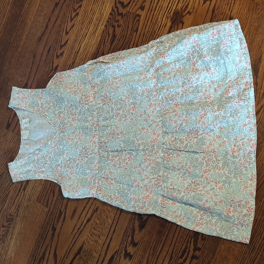 Joie 100% Linen Pastel Floral Sleeveless Tiered Flowy Casual V Neck Dress Sz M - Picture 5 of 8